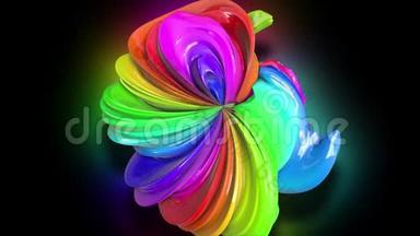用混合油彩形成彩虹色的丝带，抽象出五颜六色的创意背景。 油漆<strong>流量</strong>